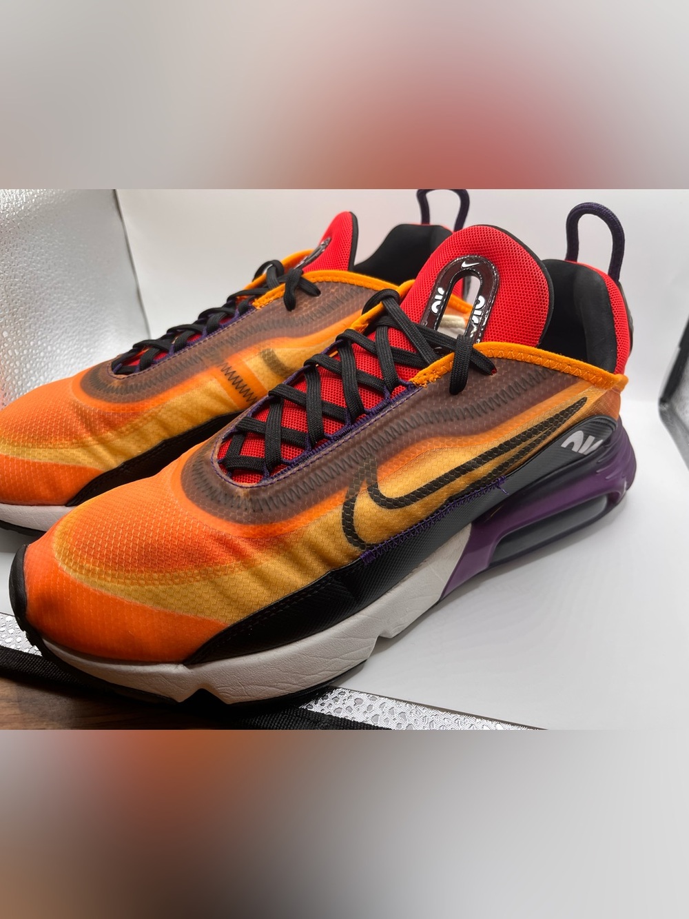 Nike Air Max 2090 Orange/Eggplant Black Running Shoes Men Sz 10